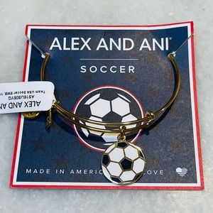 Alex and Ani NWT Soccer Adjustable Bangle Charm Bracelet 578